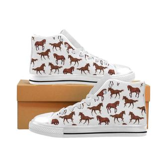 Horses running pattern background Men's High Top Shoes White - Monsterry