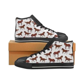 Horses running pattern background Women's High Top Shoes Black - Monsterry