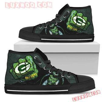 Hulk Punch Green Bay Packers High Top Shoes Sport Sneakers | Favorety CA