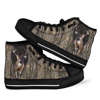 Hunting - Buck Camo - Black High Top Shoes - Monsterry CA