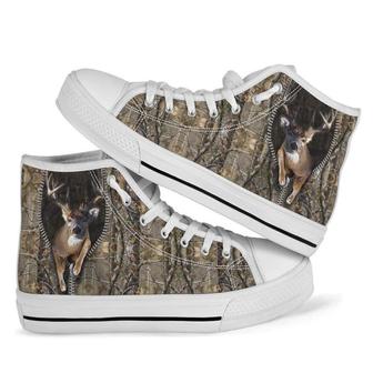 Hunting - Buck Camo - White High Top Shoes - Monsterry CA