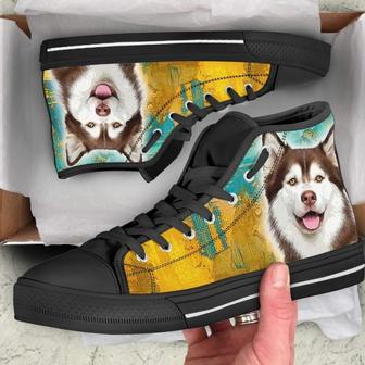 Husky Dog Sneakers Colorful High Top Shoes Gift Idea - Monsterry UK