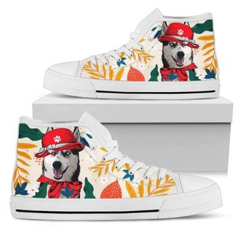 Husky Dog Sneakers Women High Top Shoes Funny Gift Idea - Monsterry DE