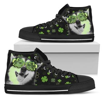 Husky Wearing Four Leaf Clover Eyeglasses High Top Shoes - Monsterry CA