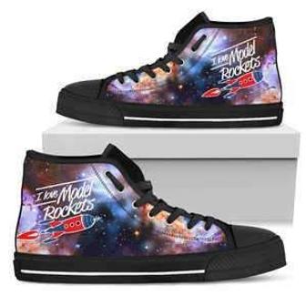 I Love Model Rockets Canvas Mens High Top Shoes Sneakers - Monsterry