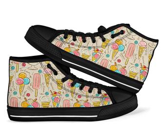 Ice Cream Cone Print Pattern Men Women'S High Top Shoes - Monsterry