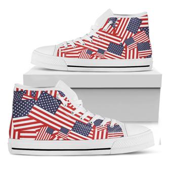 Independence Day Usa Flag White High Top Shoes - Monsterry DE