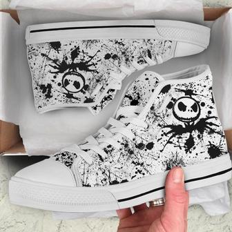 Jack Skellington Character Christmas Design For Lovers Gift For Fan Custom Canvas High Top Shoes - Monsterry UK