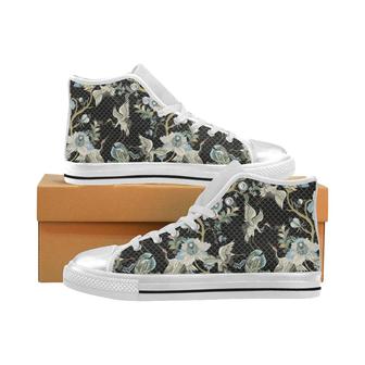 Japanese crane ornament elements Women's High Top Shoes White - Monsterry