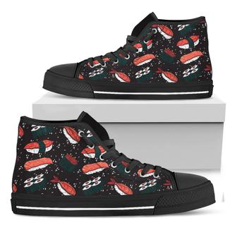 Japanese Sushi Pattern Print Black High Top Shoes - Monsterry