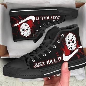 Jason Voorhees Sneakers Just Kill It High Top Shoes Horror Fan - Monsterry