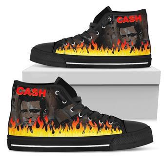 Johnny Cash Sneakers Flame High Top Shoes Music Fan | Favorety AU