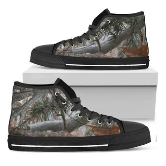 Jungle Hunting Camouflage Print Black High Top Shoes - Monsterry