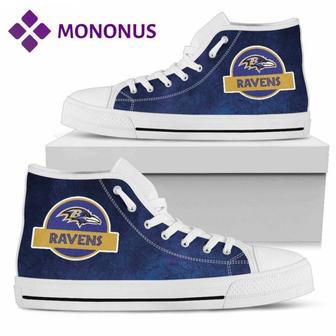 Jurassic Park Baltimore Ravens High Top Shoes White | Favorety CA