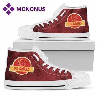 Jurassic Park Calgary Flames High Top Shoes White | Favorety AU