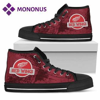 Jurassic Park Detroit Red Wings High Top Shoes Black | Favorety