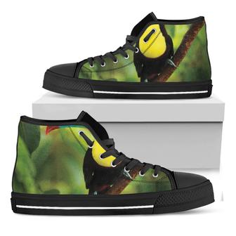 Keel-Billed Toucan Print Black High Top Shoes - Monsterry AU