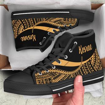 Kosrae High Top Shoes Gold - Polynesian Tentacle Tribal Pattern - - Monsterry DE