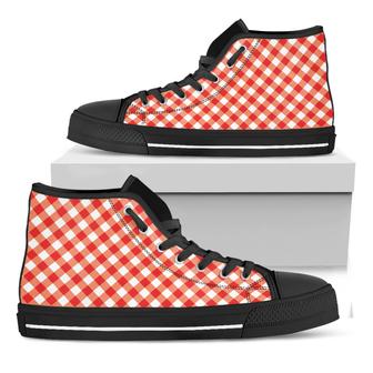 Lava Red And White Gingham Print Black High Top Shoes - Monsterry UK