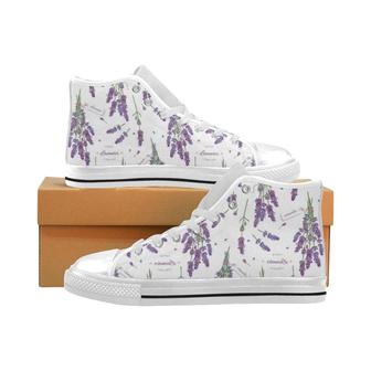 lavender flower design pattern Men's High Top Shoes White - Monsterry UK