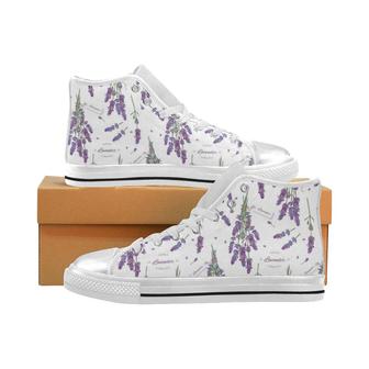 lavender flower design pattern Women's High Top Shoes White - Monsterry UK