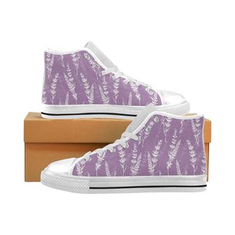 Lavender flowers purple pattern Men's High Top Shoes White - Monsterry UK