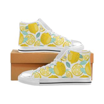 lemon design pattern Women's High Top Shoes White - Monsterry