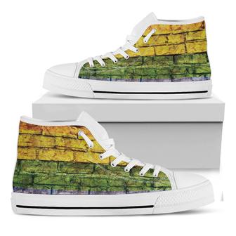 Lgbt Pride Rainbow Brick Wall Print White High Top Shoes - Monsterry