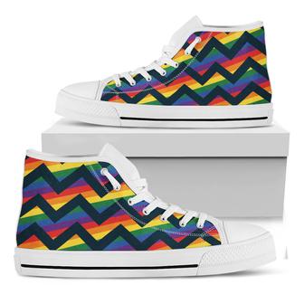 Lgbt Pride Rainbow Chevron White High Top Shoes - Monsterry