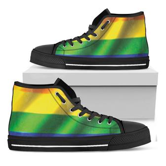 Lgbt Pride Rainbow Flag Print Black High Top Shoes - Monsterry