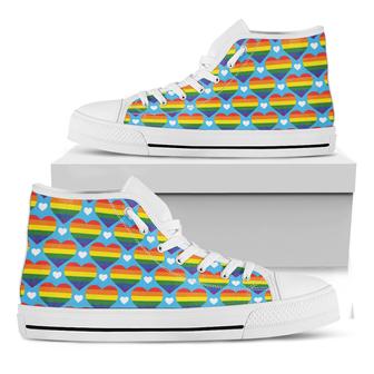 Lgbt Pride Rainbow Heart White High Top Shoes - Monsterry DE