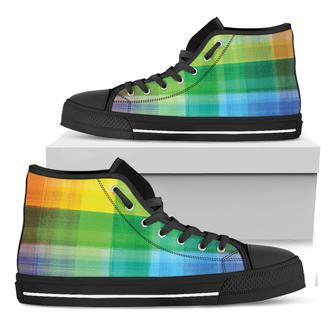 Lgbt Pride Rainbow Plaid Black High Top Shoes - Monsterry AU
