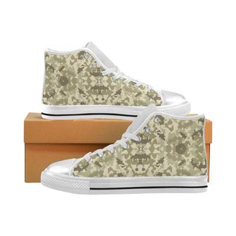 Light Green camouflage pattern Women's High Top Shoes White - Monsterry CA
