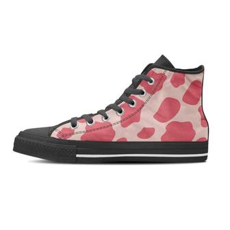 Light Pink Cow Print Women's High Top Shoes - Monsterry