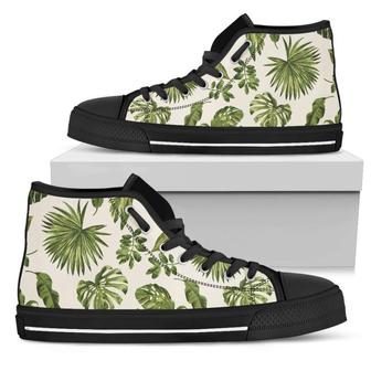 Light Tropical Leaf Men's High Top Shoes - Monsterry