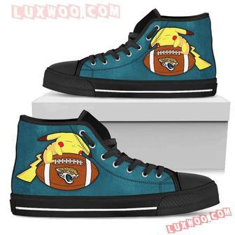 Like Pikachu Laying On Ball Jacksonville Jaguars High Top Shoes Sport Sneakers | Favorety AU