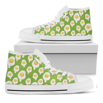 Lime Green Fried Eggs White High Top Shoes - Monsterry UK