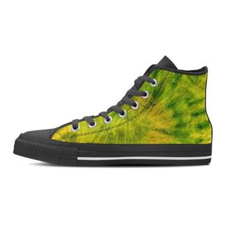 Lime Green Tie Dye Men's High Top Shoes - Monsterry CA