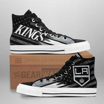 Los Angeles Kings High Top Shoes Custom American Flag Sneakers | Favorety