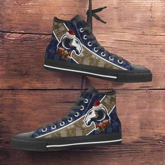 Los Angeles Rams Christmas Football Pattern Canvas High Top Shoes Sneakers | Favorety CA