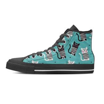 Love Turquoise Cat Print Men's High Top Shoes - Monsterry CA