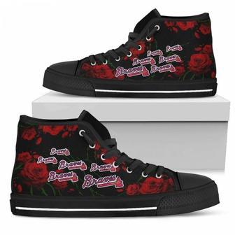 Lovely Rose Thorn Incredible Atlanta Braves High Top Shoes | Favorety