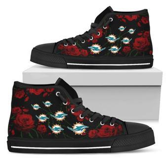 Lovely Rose Thorn Incredible Miami Dolphins High Top Shoes | Favorety