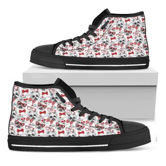 Lovely Yorkshire Terrier Pattern Print Black High Top Shoes - Monsterry CA