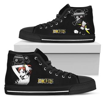 Luffy and Nami One Piece Sneakers High Top Shoes Anime Fan - Monsterry AU