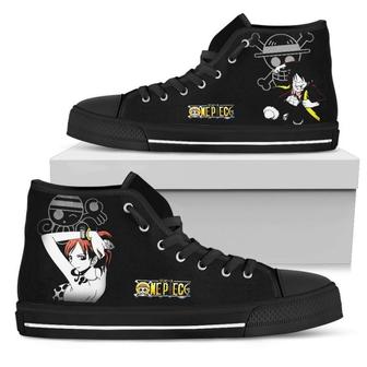Luffy and Nami One Piece Sneakers High Top Shoes - Monsterry