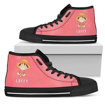 Luffy Sneakers High Top Shoes One Piece Women Fan Gift Idea - Monsterry