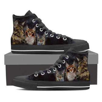 Maine Coon Cat -Clearance High Top Shoes Sneakers - Monsterry UK