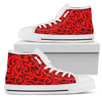 Maori Red Themed Design Print Women High Top Shoes - Monsterry DE