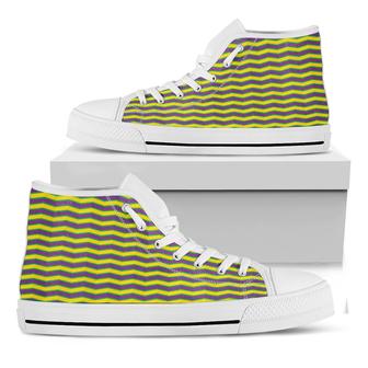 Mardi Gras Fat Tuesday Zigzag Print White High Top Shoes - Monsterry